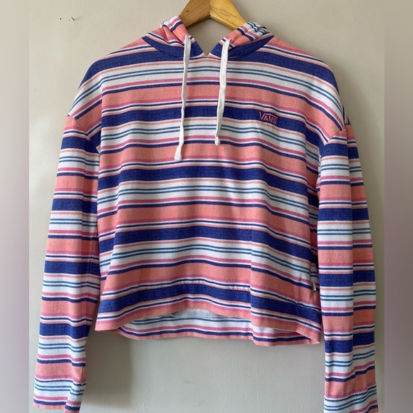 Vans Women Wazzy Coral Stripe Cropped Drawstring Hoodie - Picture 5 of 7